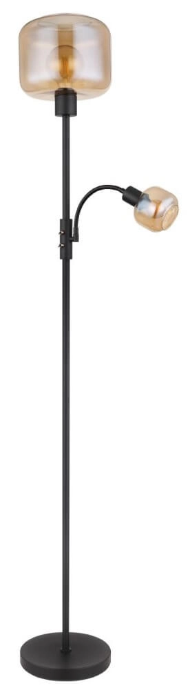 Schwarze Stehlampe Giuseppe Bernsteinfarbenes Glas Globo 9007371441228