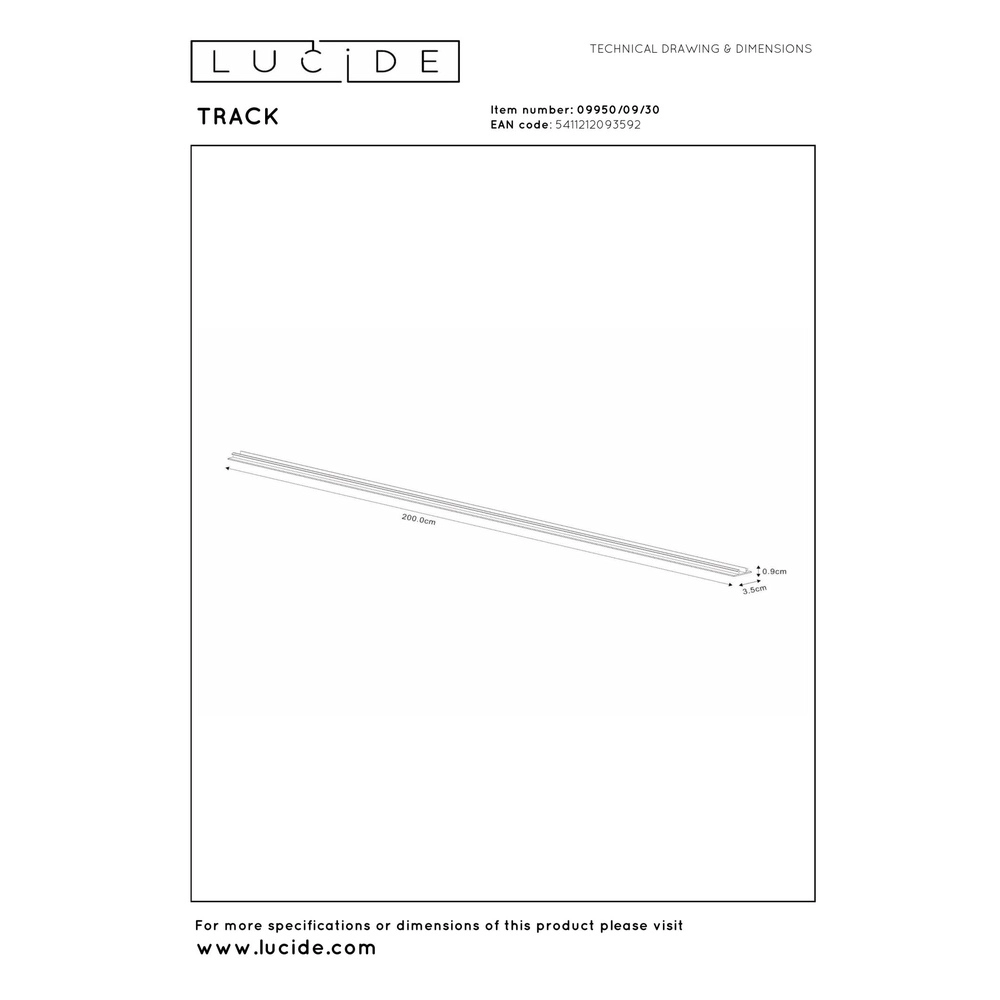 Schienenabdeckung Track 2 Meter schwarz Lucide 5411212093592