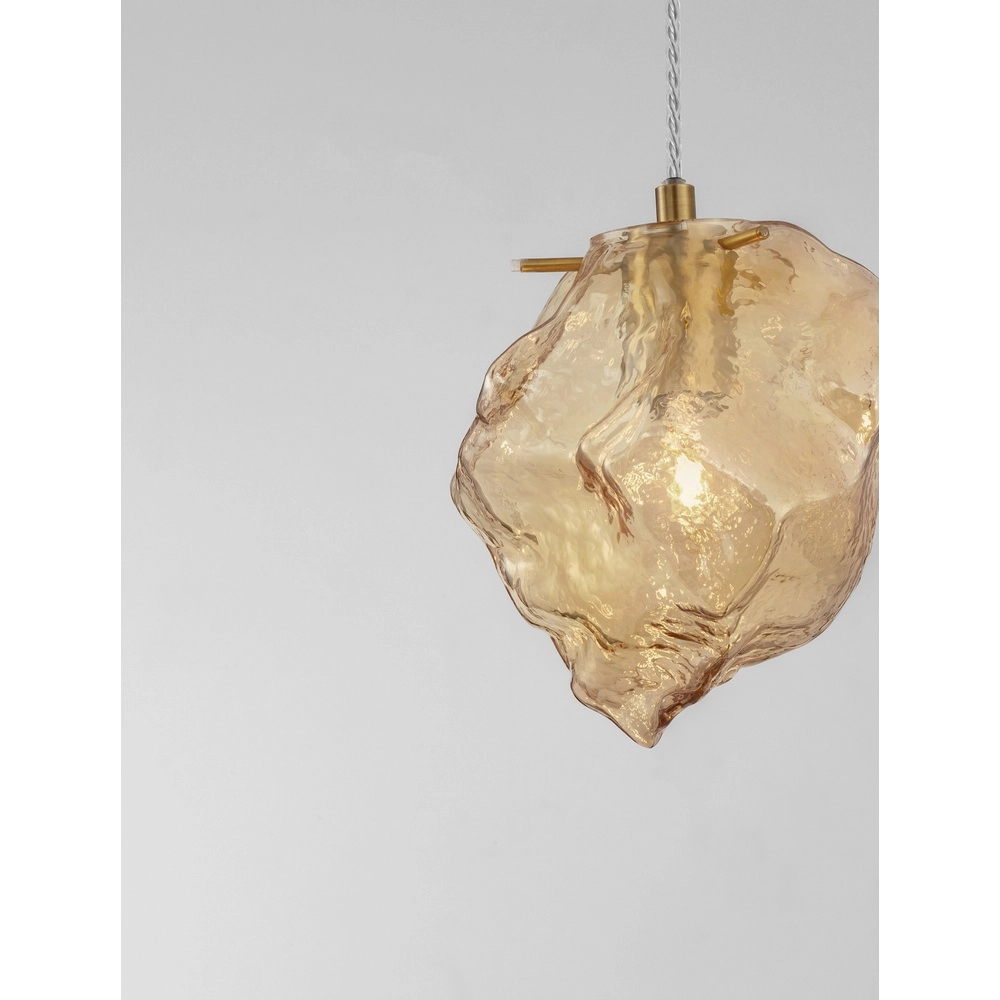 Pendelleuchte Odelle Gold mit Braunglas Lyora 5212017434388