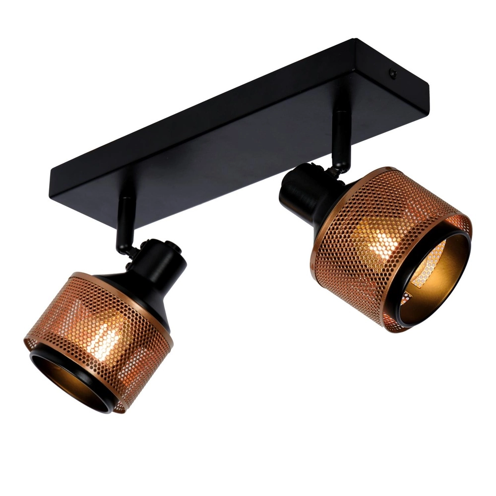 Deckenlampe Rafa 2-hell schwarz mit Kupfer Lucide 5411212771292
