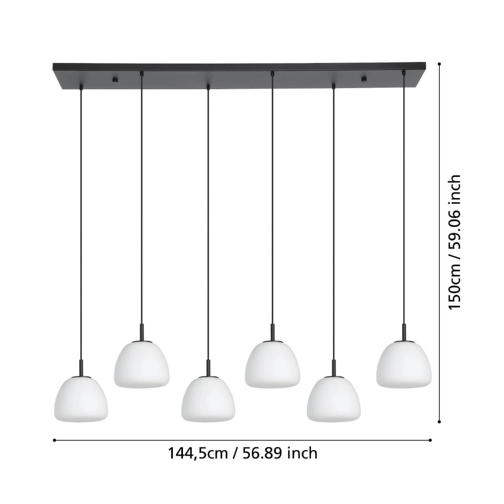 Hängelampe für das Esszimmer Balmes 5x Opalglas Stars of Light 9008606243174
