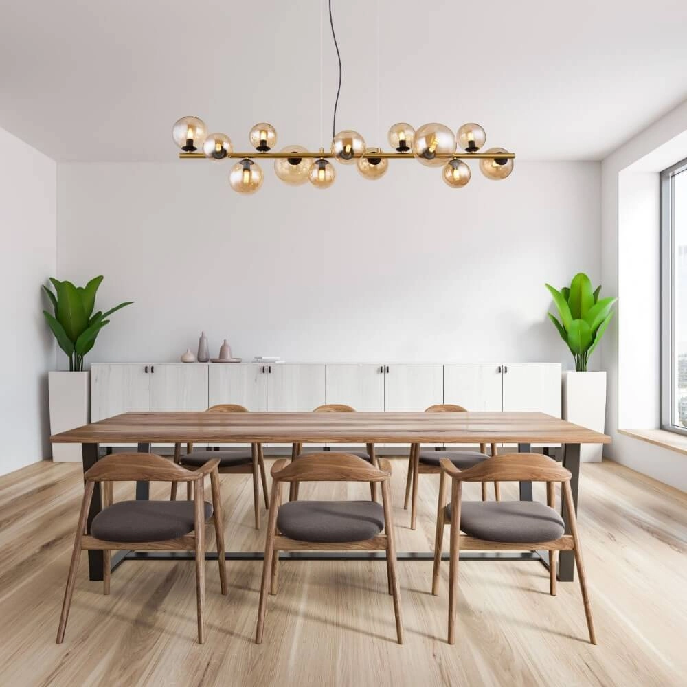 Goldene Hängelampe Riha Design mit Braunglas Globo 9007371448838