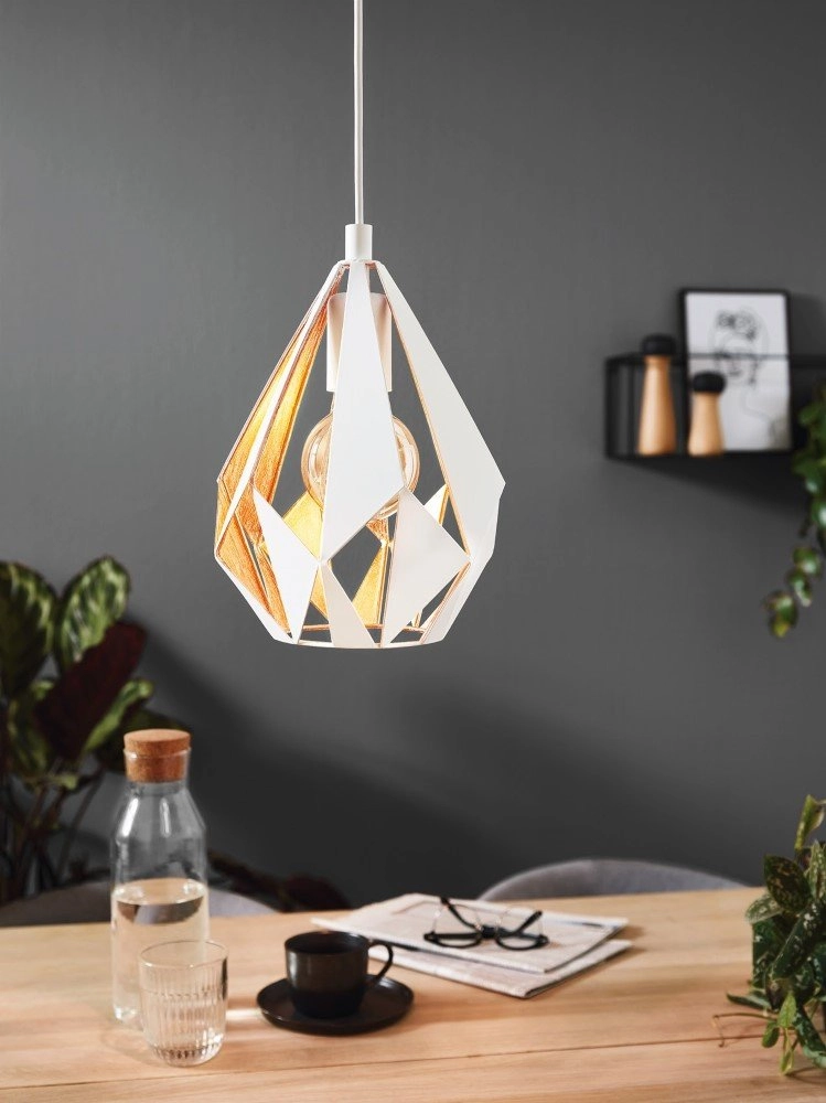 Hängelampe Carlton 1 20 cm weiß mit Gold Eglo 9002759430016