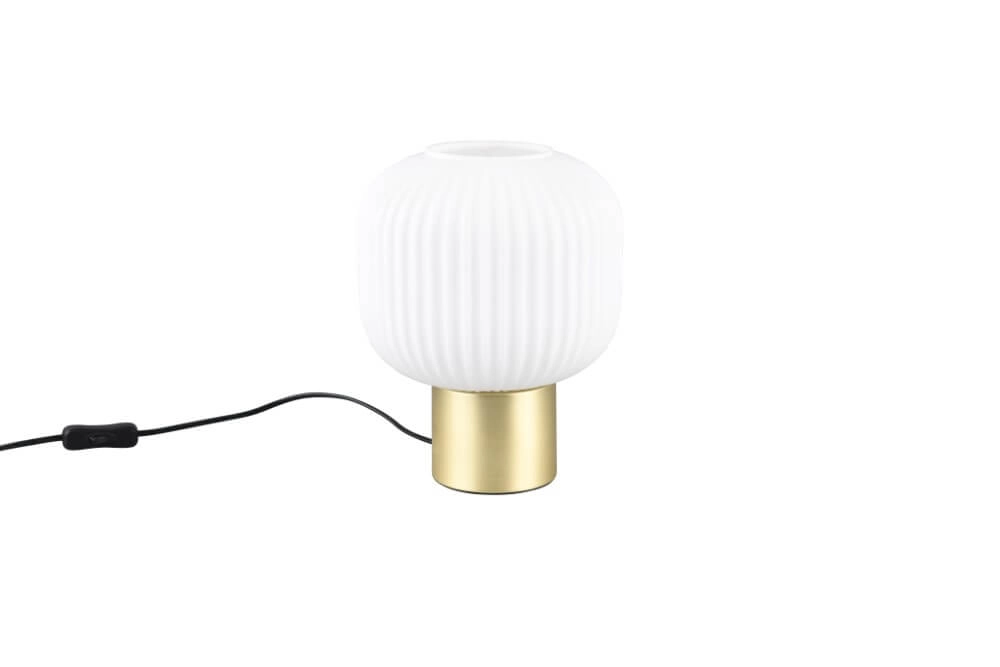 Trendige Tischlampe Diva Gold mit weißem Glas Trio 4017807614534