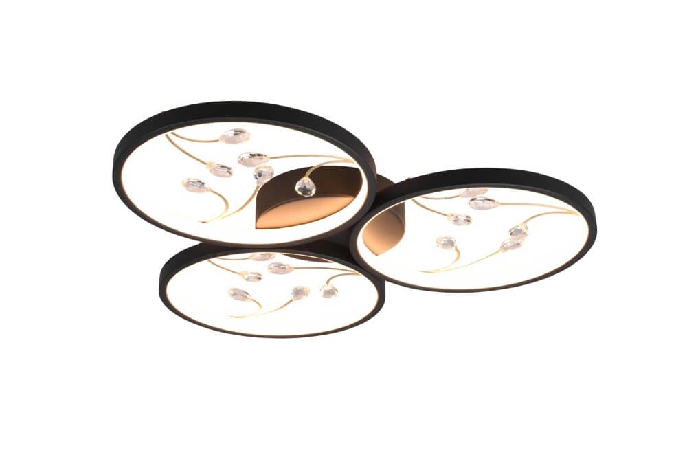 Schwarze LED-Deckenleuchte Groovy 3-flammig Trio 4017807541816