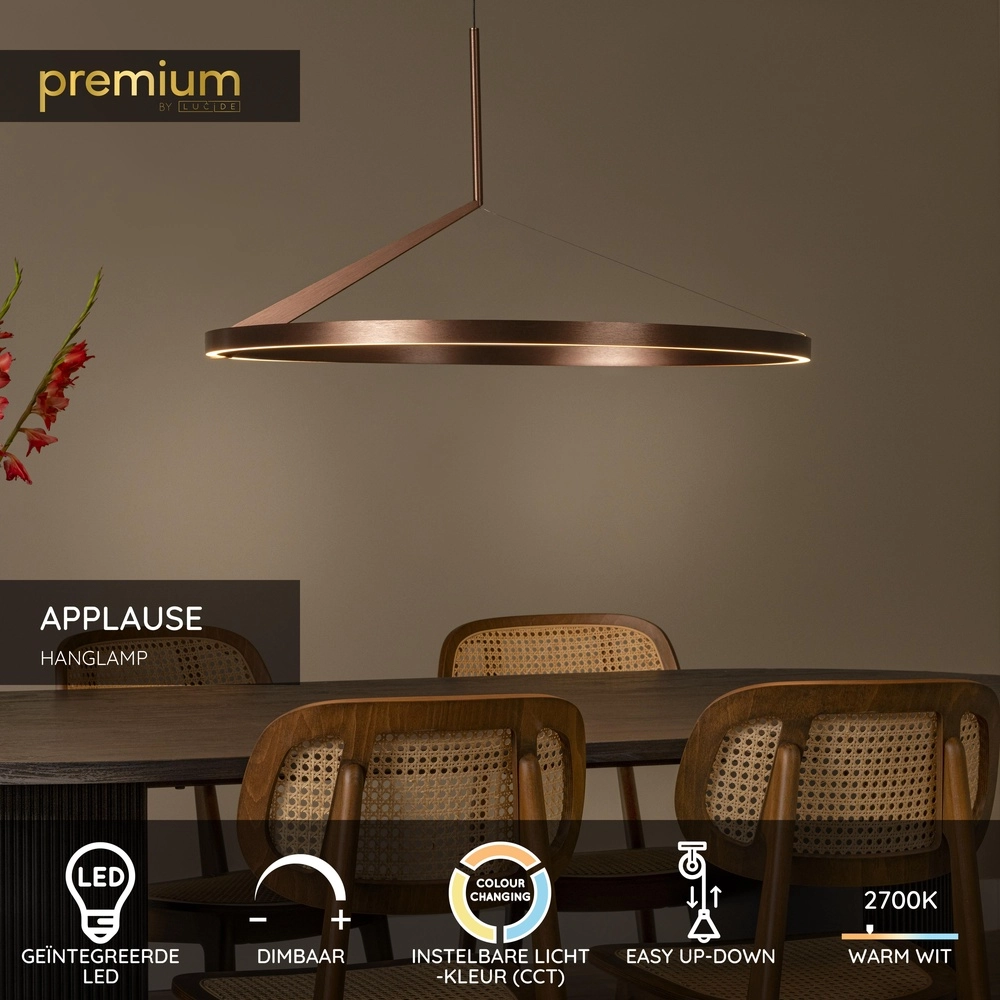 Elegante LED-Pendelleuchte Applause Kupfer – Ø 80 cm Premium by Lucide 5411212221858