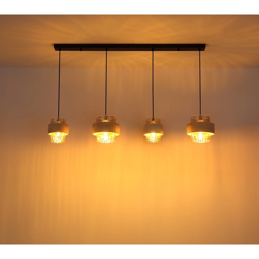 4-Licht Pendellampe Daren Schwarz mit Marmor Globo 9007371592654