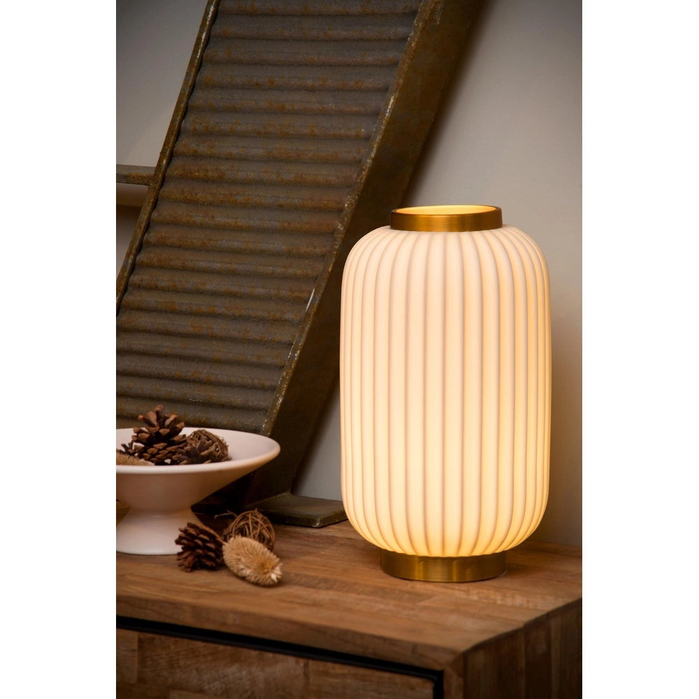Design-Tischlampe Gosse Gold mit Weiß Lucide 5411212134165