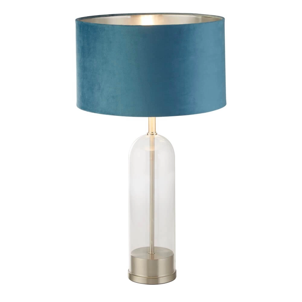 Einzigartige Tischlampe Oxford mit blauer Kapuze Searchlight 5053423256948