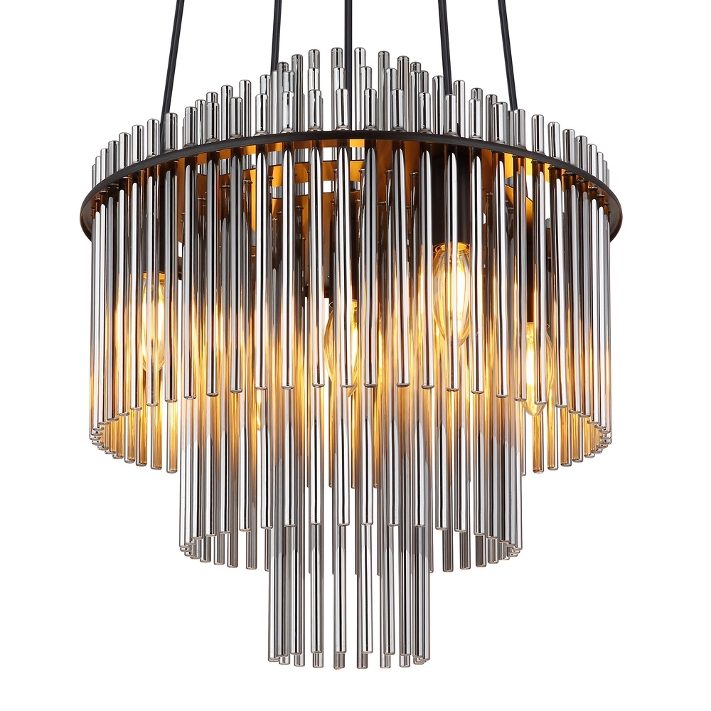 Pendellampe Ø 40 cm Gorley Schwarz mit Rauchglasstäben Globo 9007371515134