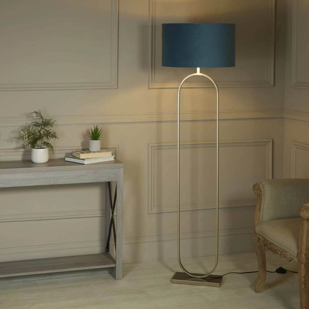 Stehlampe Modish Bronze mit grün-blauer Kappe Searchlight 5053423307671