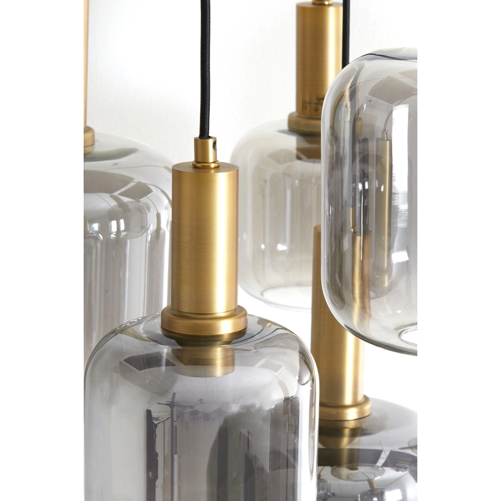 Vide Pendellampe Lekar 9x E27 – Messing mit Rauchglas Light & Living 8717807604592