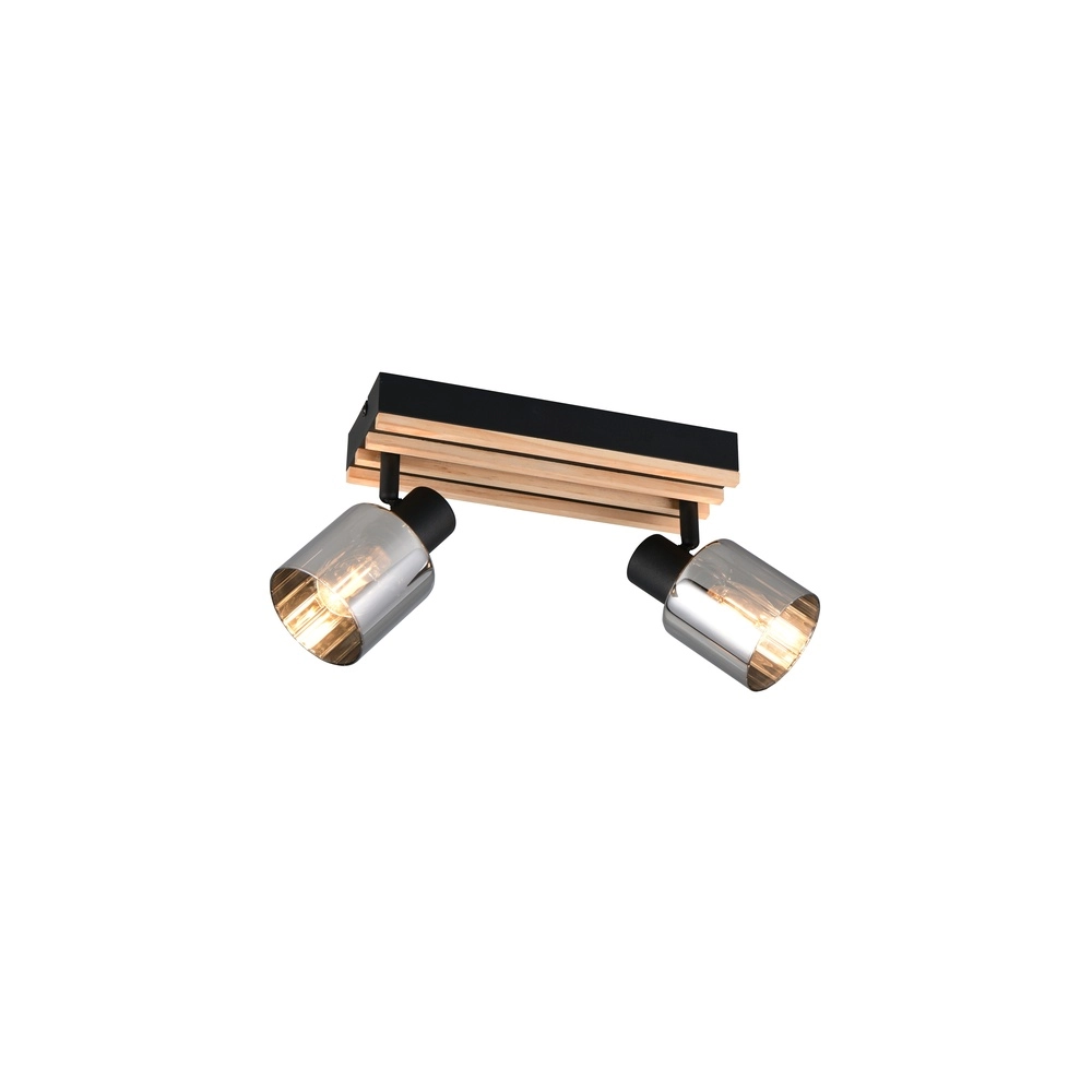 Deckenlampe 2-Leuchten Travia Schwarz mit Holz Trio 4017807682595