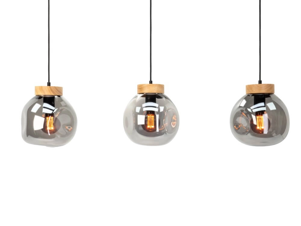 Hängelampe mit 3 Leuchten Magacela Holz mit Rauchglas Stars of Light 9008606274499