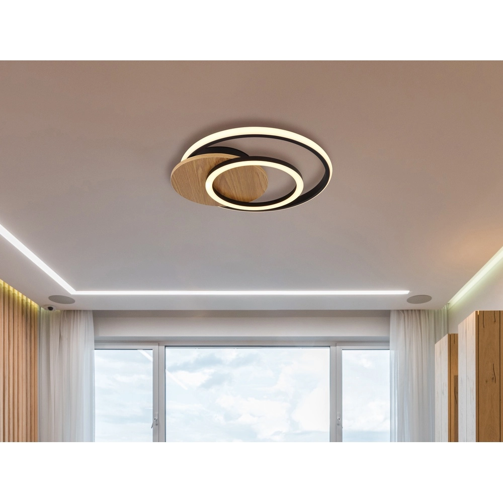 Design-Deckenlampe Julio Schwarz mit Holz Globo 9007371471386