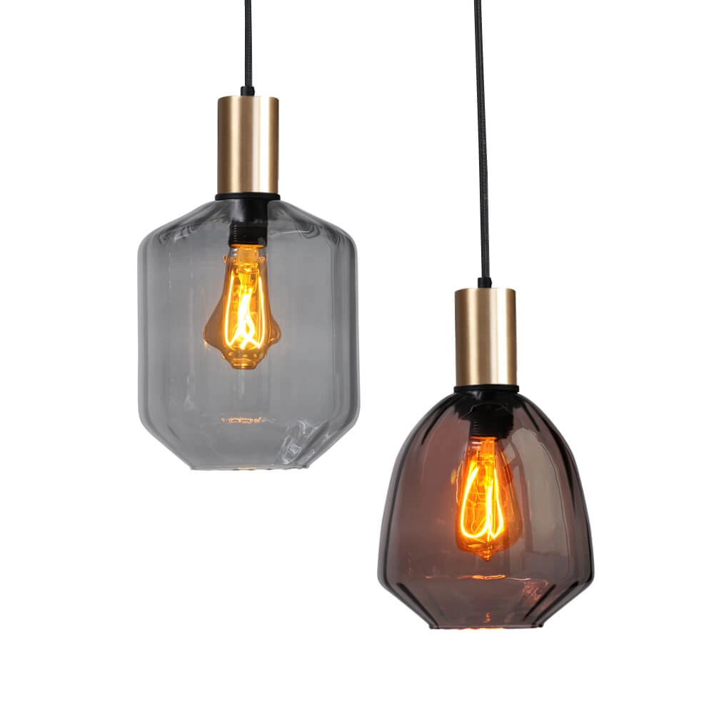 6-flammige Hängelampe - Gold - Porto mit verschiedenen Gläsern Masterlight 8718121270661