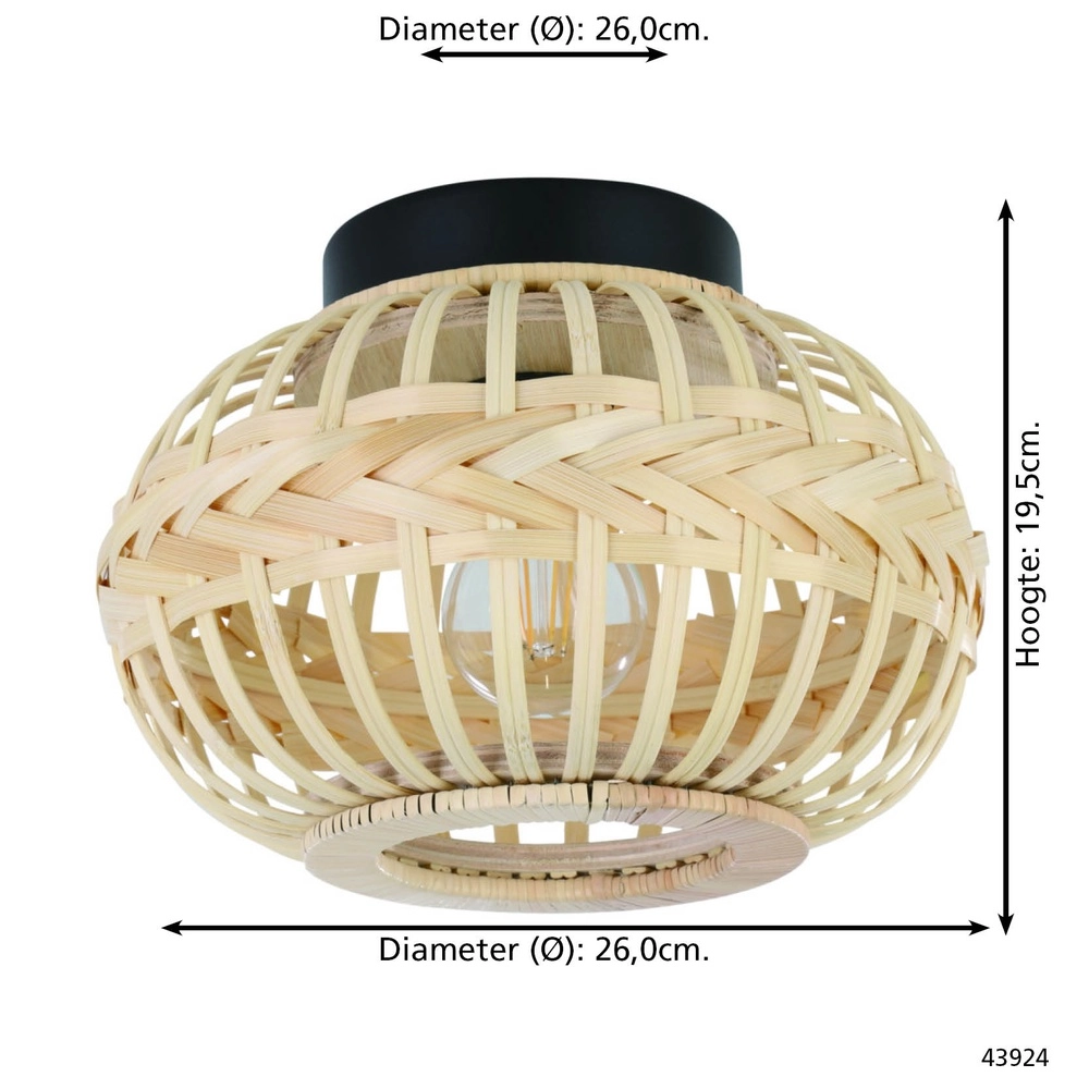 Rattan-Deckenlampe Towcester Ø 26cm - 1x E27 Eglo 9002759439248