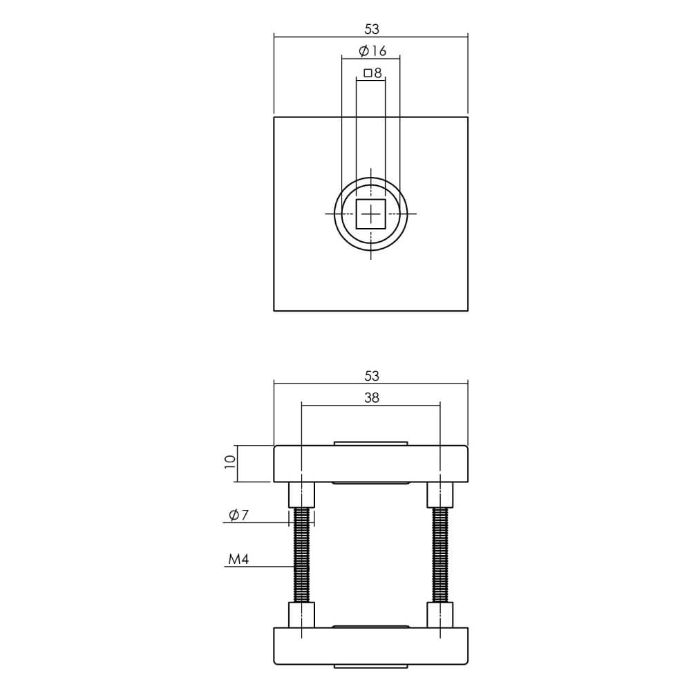 Hintertür-Hardware Jura Quadratisches Messing getrommelt Intersteel 8714186696811