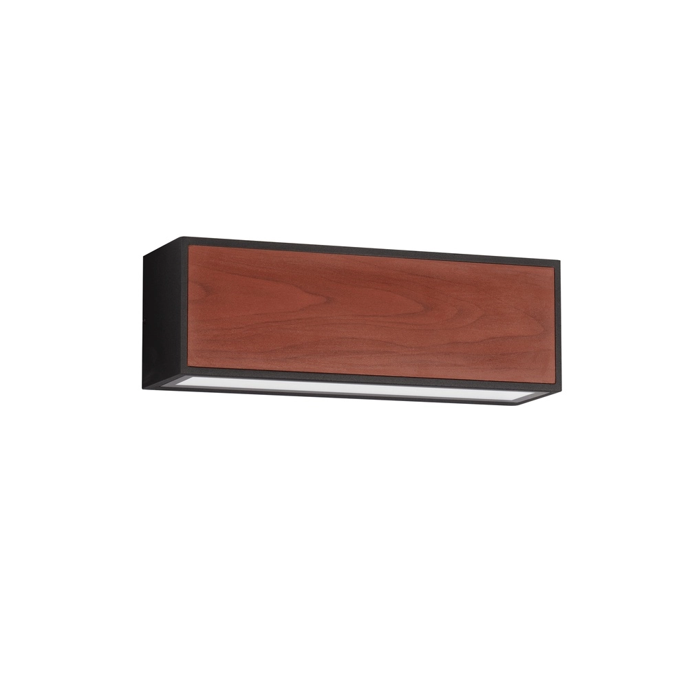 Solar-Wandleuchte Brown schwarz mit Holz Lyora 5212017449443