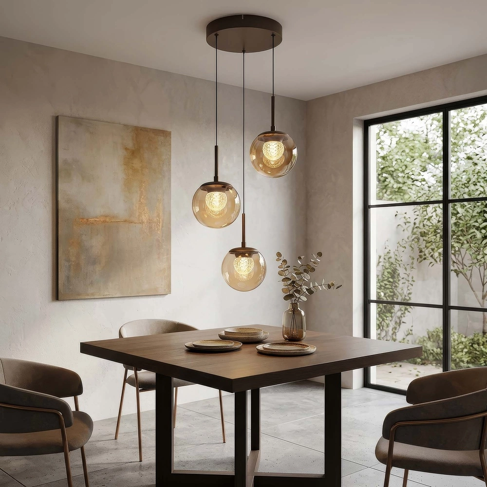 Design-Pendellampe Solis Bronze Ø 35cm 3-Licht Searchlight 5,05342E+12
