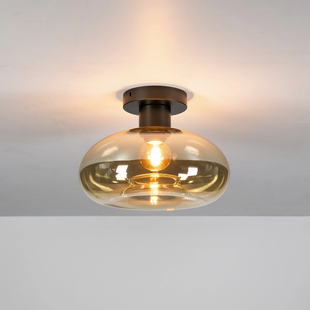 Glasdeckenlampe Soll Ø 27 cm – bernsteinfarbenes Glas