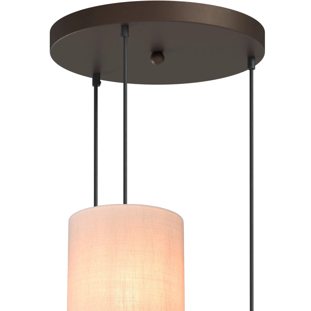 3-Licht Pendellampe Lisbourg Kakao mit cremefarbener Kappe Masterlight