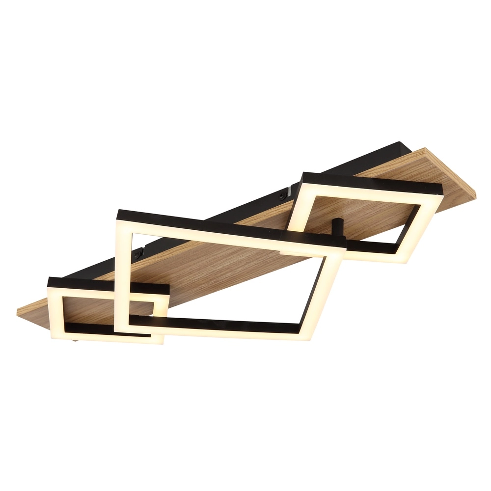 Deckenlampe Beatrix I 3 schwarze Quadrate mit Holz