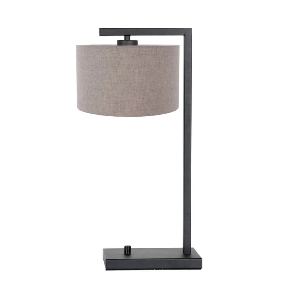 Ländliche Tischlampe Stanger schwarz mit taupe Steinhauer 8712746152067