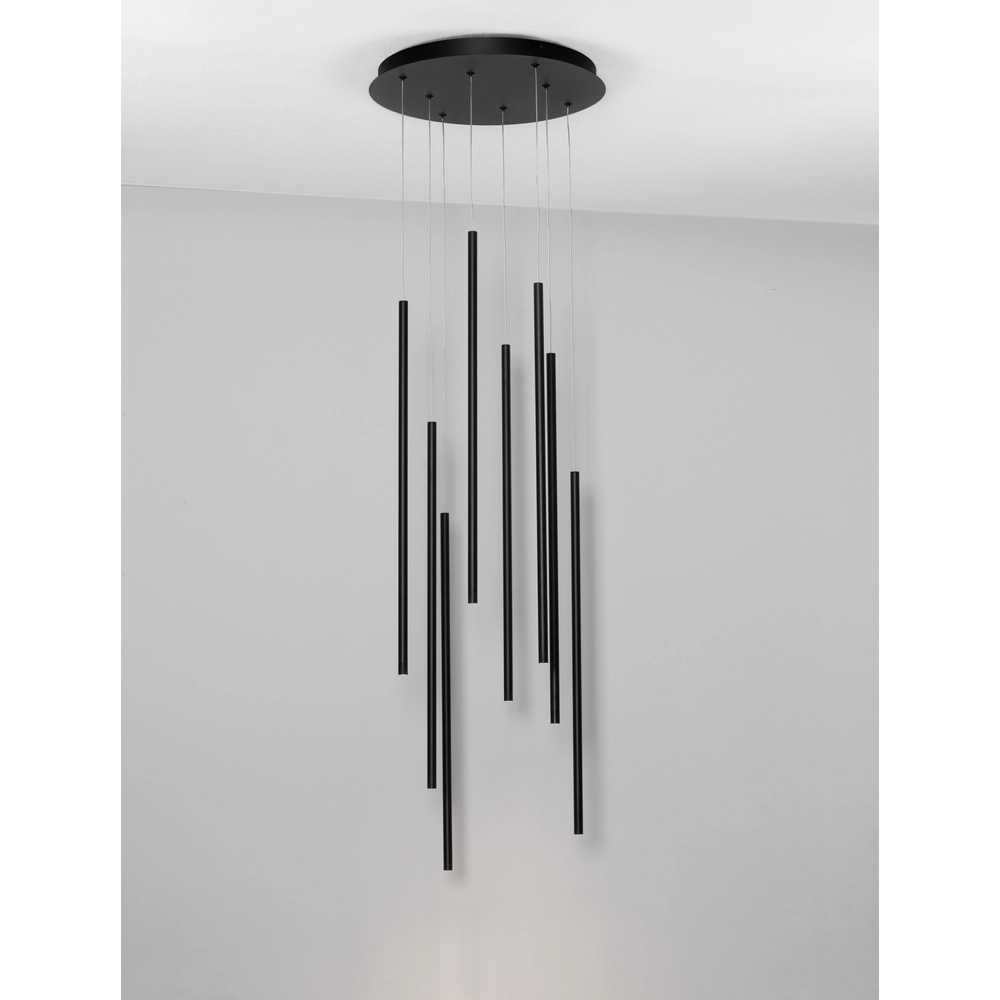 Design-Pendelleuchte Elettra 8-flammig schwarz