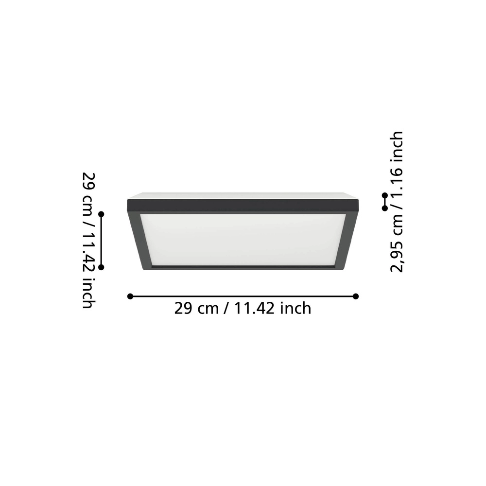 Deckenlampe im Badezimmer Rovito Quadrat – Schwarz – 29x29 cm Eglo 9008606329878