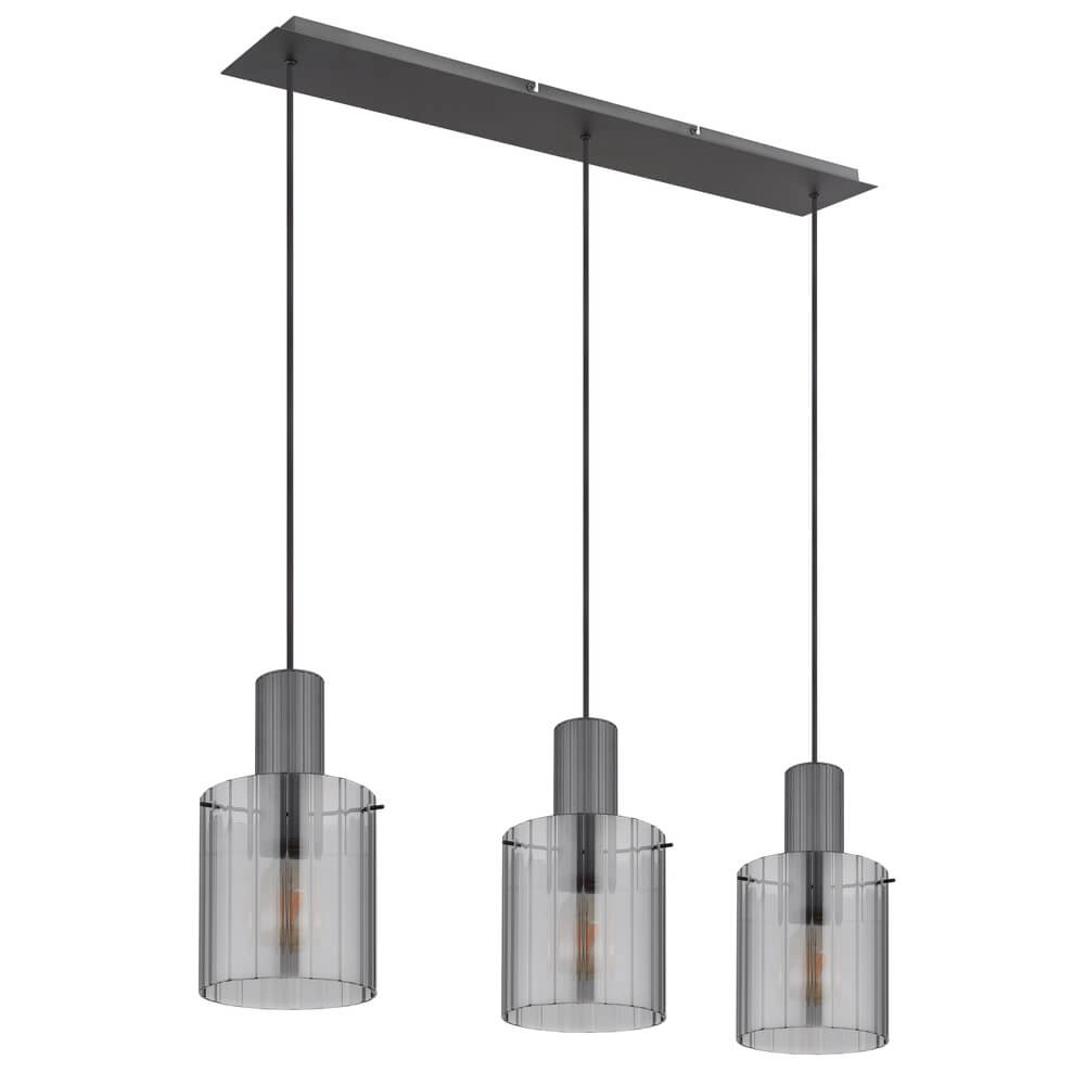 3-flammige Pendelleuchte Tulivar Design Rauchglas Globo 9007371459650