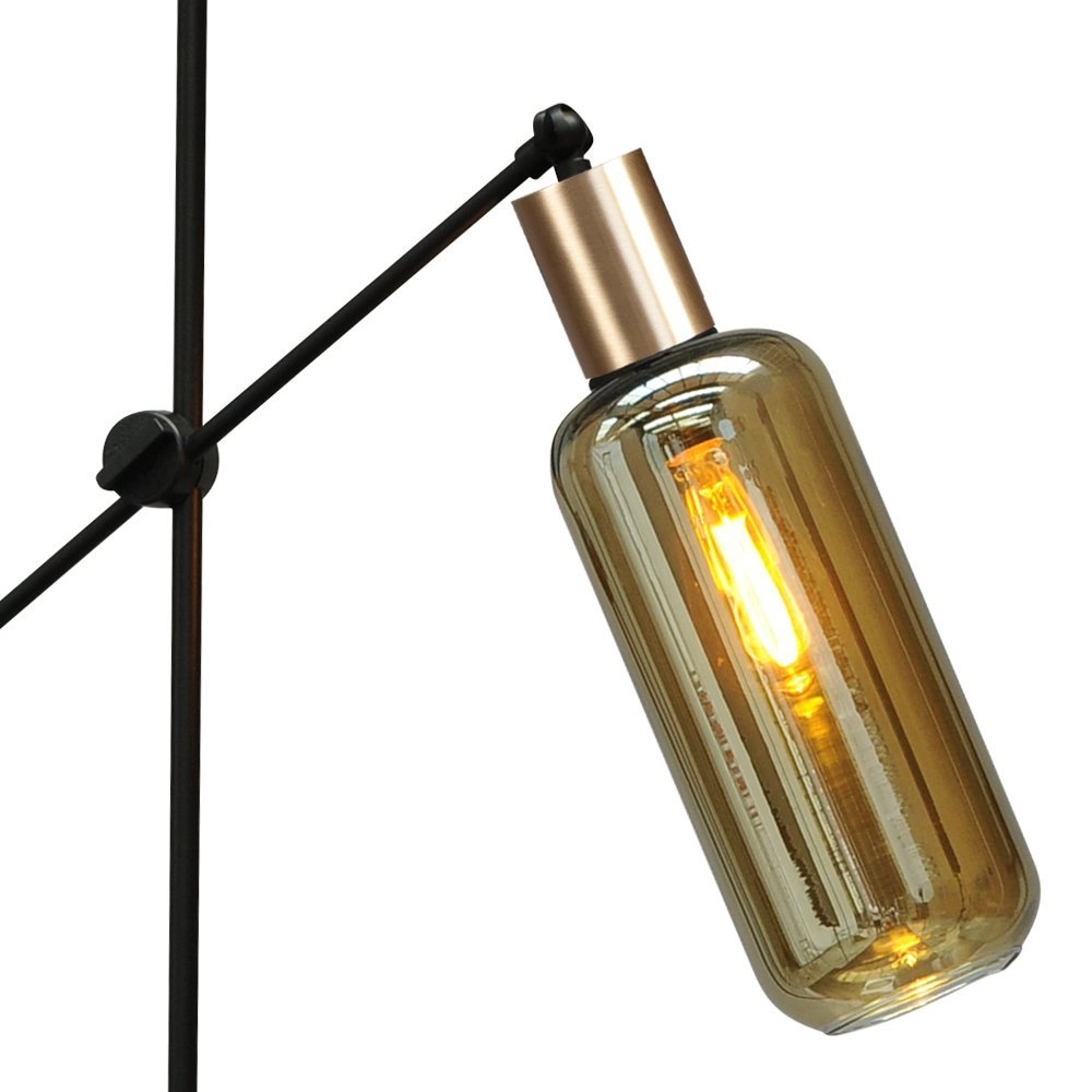 Schwarze Stehlampe Bounty verstellbar mit zylindrischem Glas Masterlight 8718121248394
