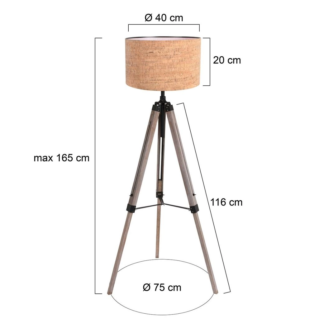 Stativ-Bodenlampe Triek mit Korkkappe Ø40 cm Steinhauer 8712746180473