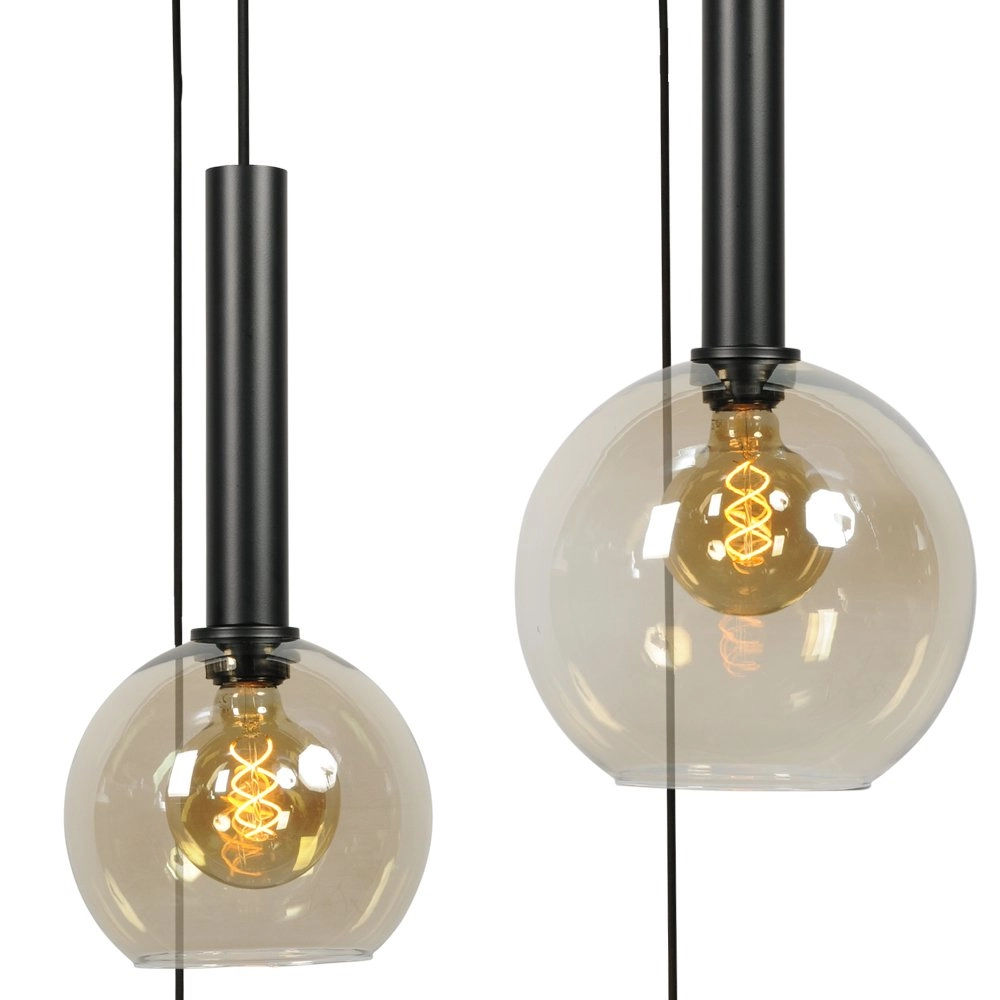 Schwarze Hängelampe Bella 5 Lichter mit Glaskolben Masterlight 8718121255798