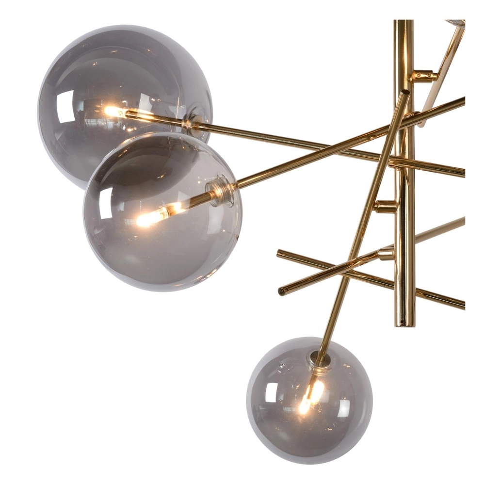 6-Licht Pendellampe Alara Gold mit Rauchkugeln Lucide 5411212461025