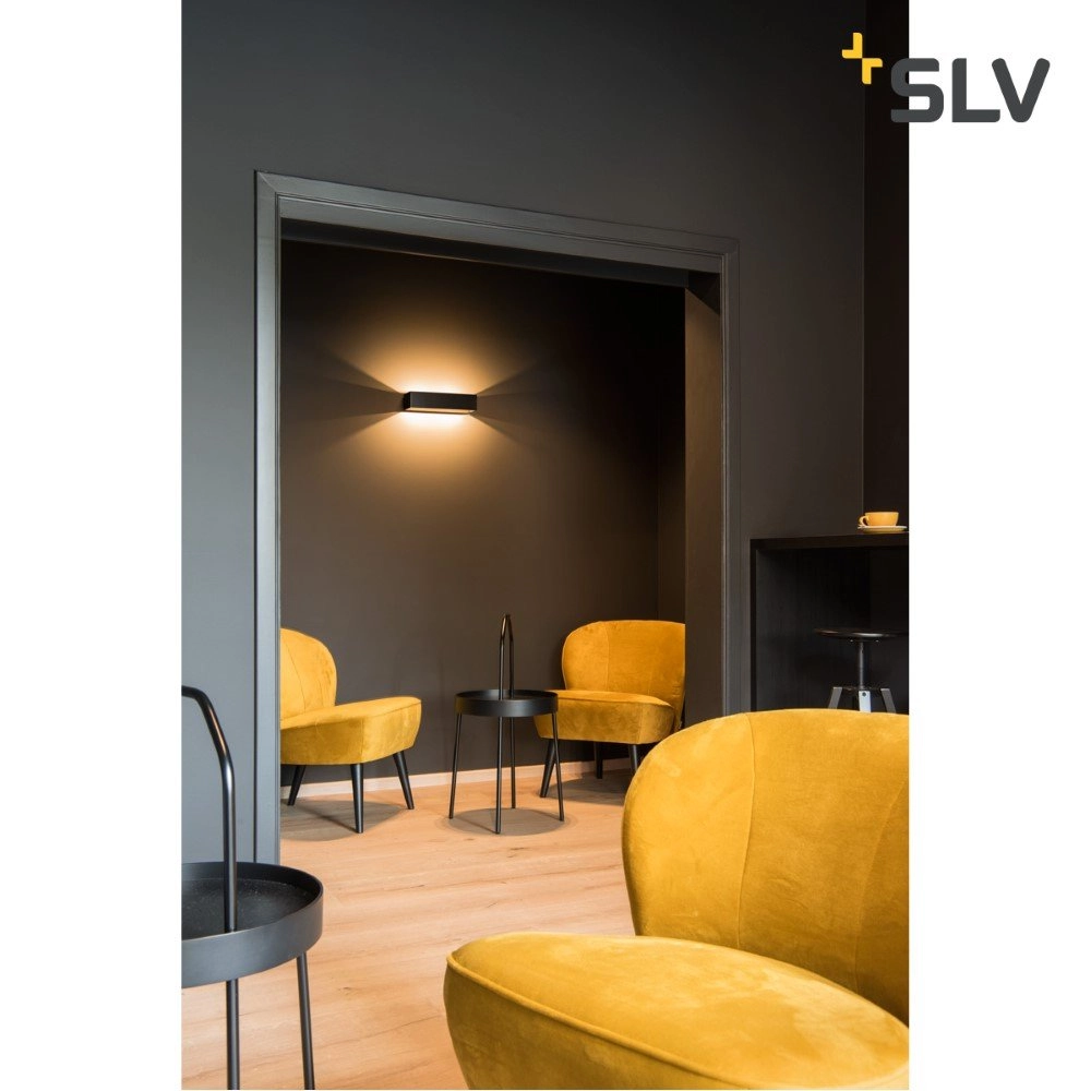 LED-Wandstrahler Logs In L 19 W – 2000–3000 K – 30 cm schwarz mit Gold SLV 4024163231220