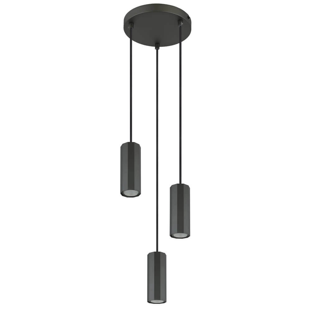 Graue Pendelleuchte James 3-flammig rund Globo 9007371453870