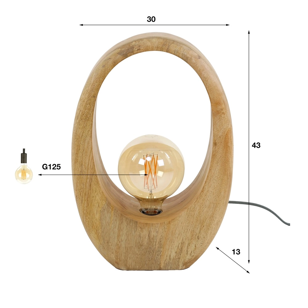 Mango-Holztischlampe Arch 1x E27 - 43cm Lyora 8716803511460