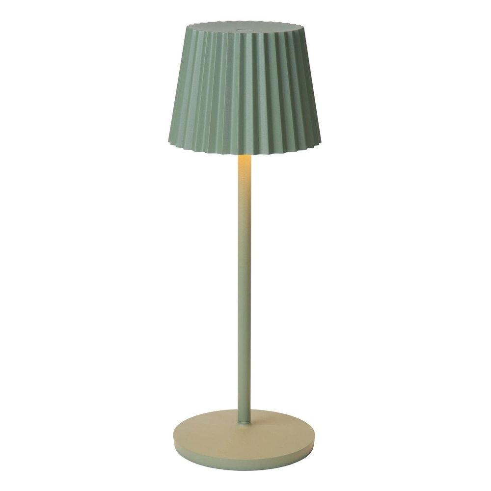 Wiederaufladbare Tischlampe Justine Grün mit Ladestation Lucide 5411212272225
