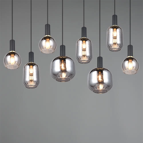Hängelampe für das Esszimmer Diva 8-flammig – Rauchglas Trio 4017807614589