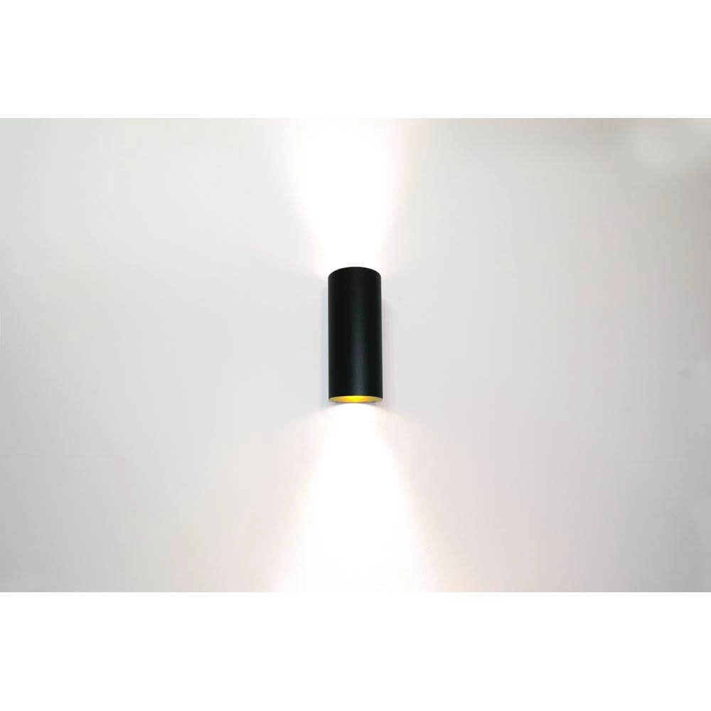 Design-Aufbaustrahler Roulo Schwarz mit goldenem Up & Down