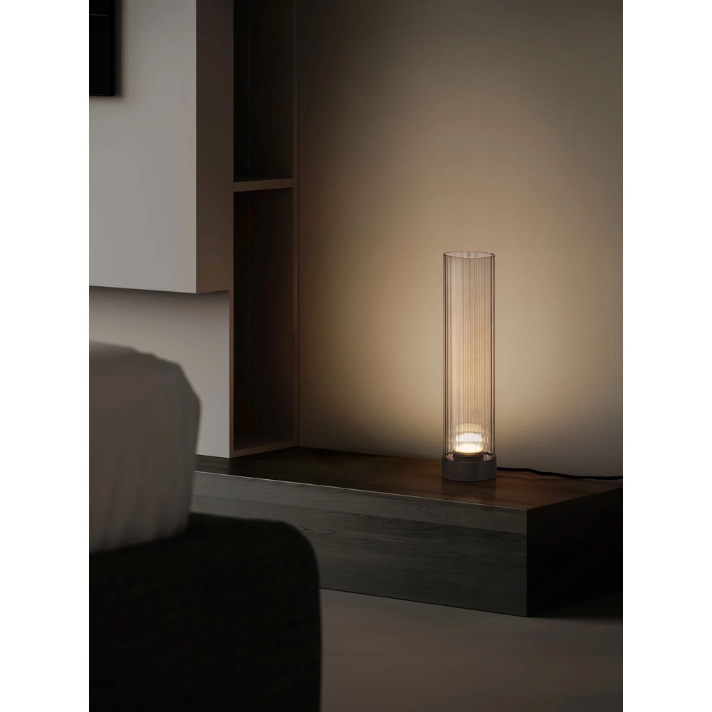 Design-Tischlampe Brielle Anthrazit mit Mokka-Glas Lyora 5212017495457