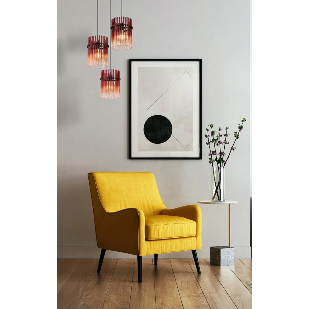 Schwarze Pendelleuchte Gorley mit rotem Glas Ø 47cm Globo 9007371468966