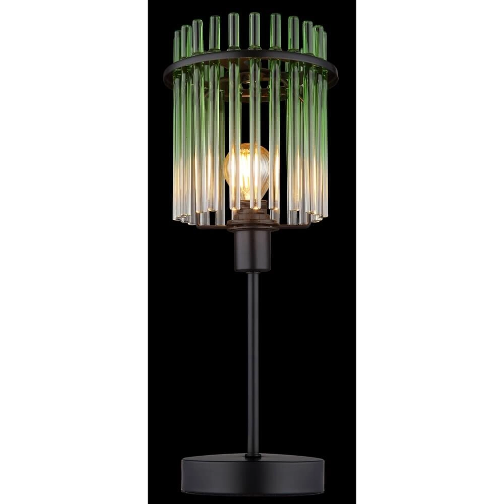 Schwarze Tischleuchte Gorley mit grünem Glas Ø 15cm Globo 9007371465972