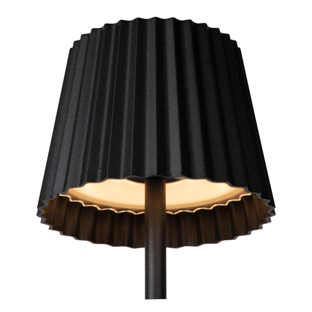 Wiederaufladbare Tischlampe Justine Schwarz mit Ladestation Lucide 5411212272171