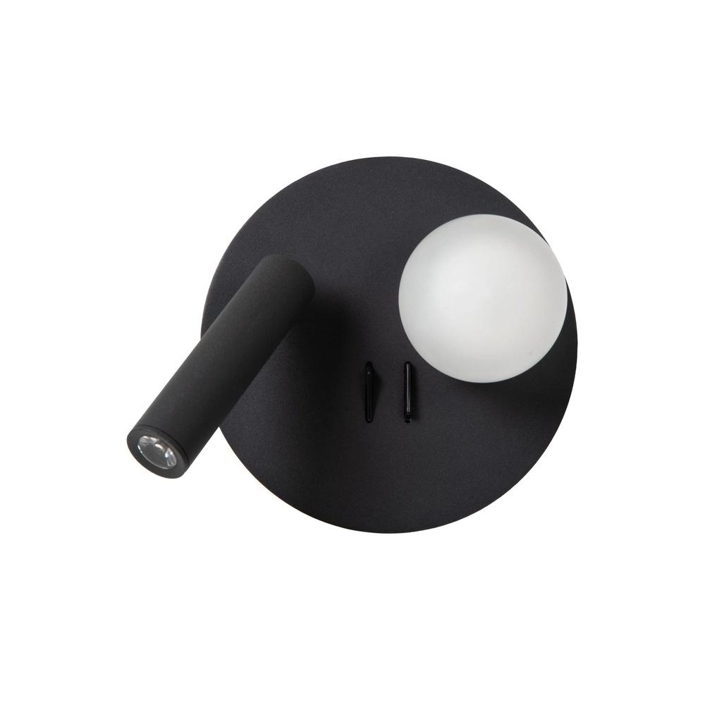Design-Nachttischlampe Matiz Schwarz mit USB-Ladepunkt
