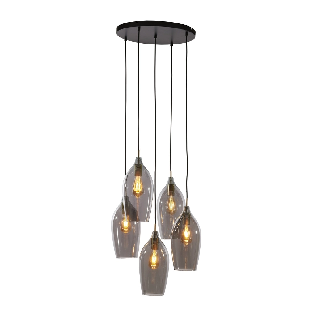 Esstisch-Pendellampe Lukaro 5-Licht – Rauchglas Light & Living 8717807703288