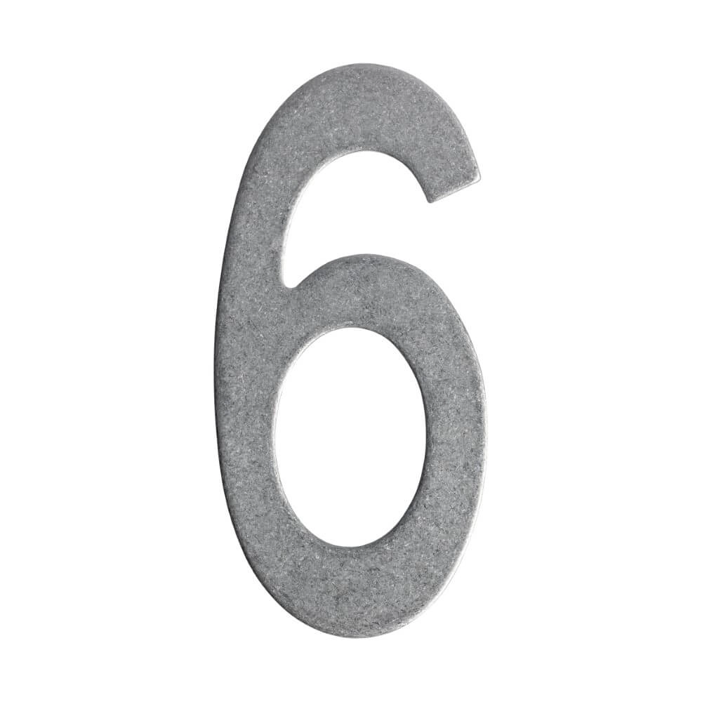 Hausnummer 6 Numbra 15cm Edelstahl getrommelt