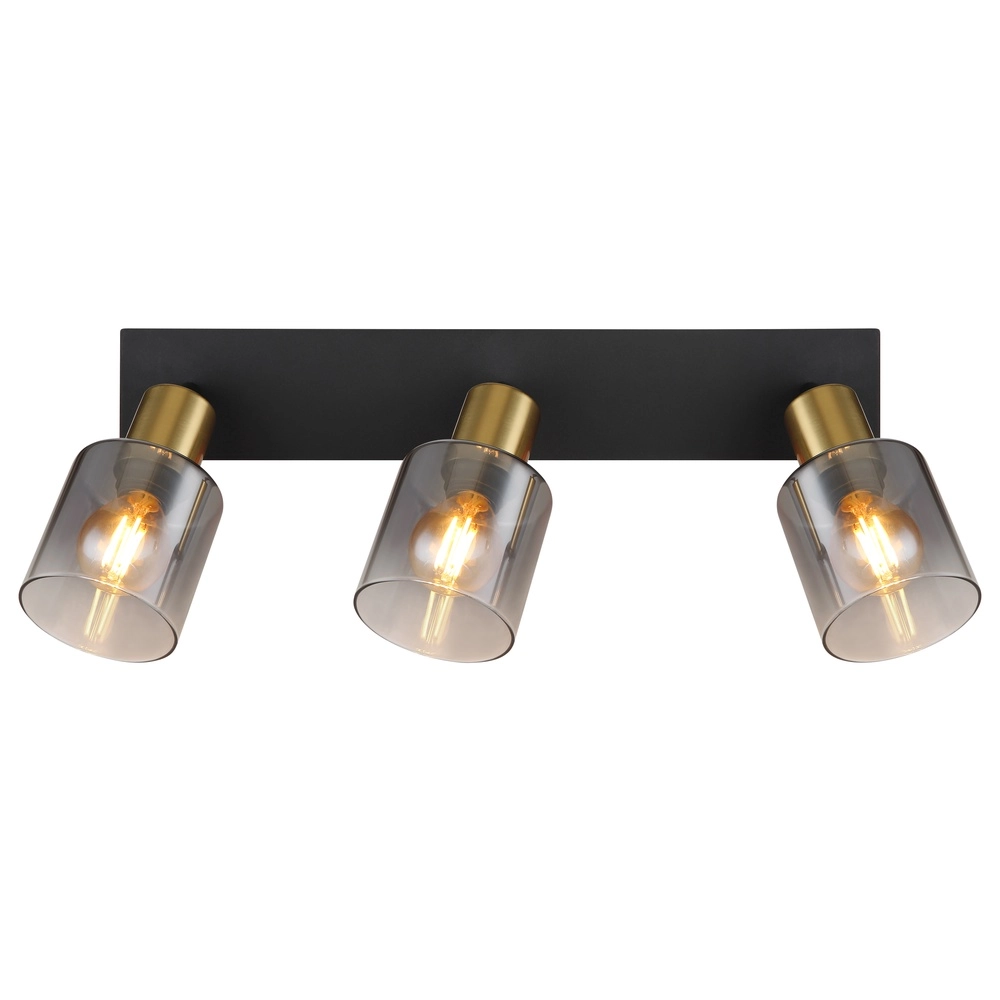 3-Licht Deckenlampe Hollsy Schwarz mit Rauchglas Globo 9007371448852