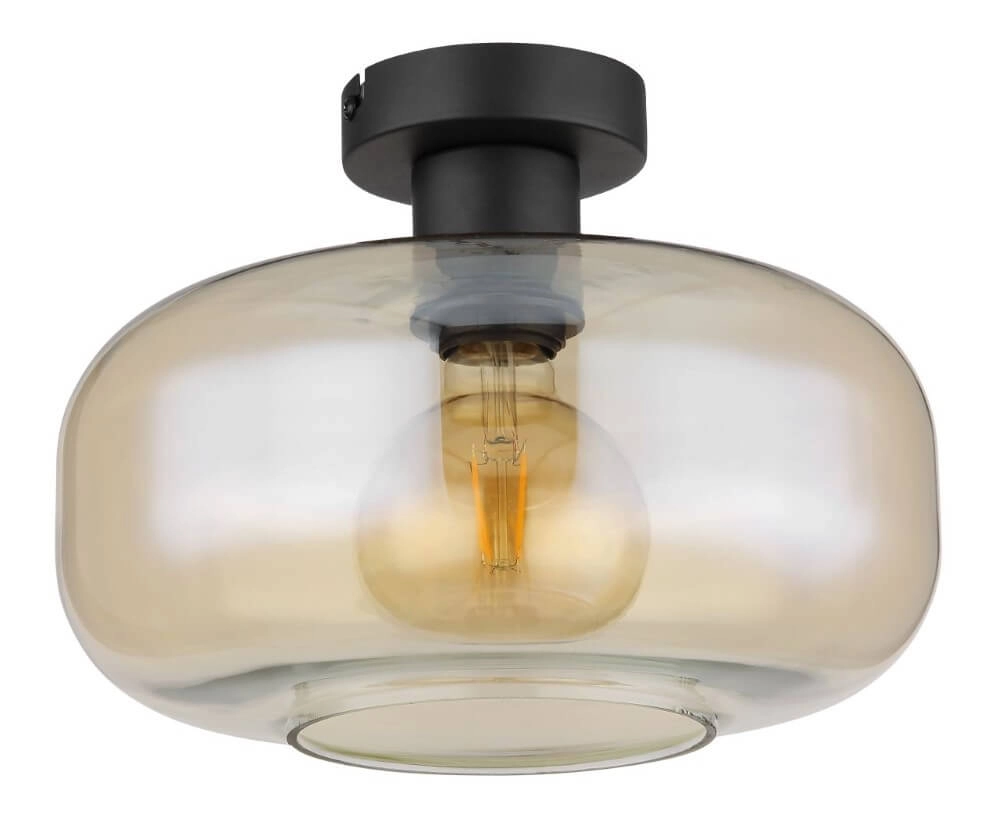 Schwarze Deckenlampe Giuseppe Bernsteinfarbenes Glas Globo 9007371435227
